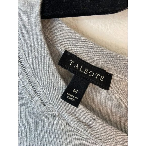 Talbots women's medium grey long sleeve‎ flamingo lightweight knit sweater top - Picture 3 of 6